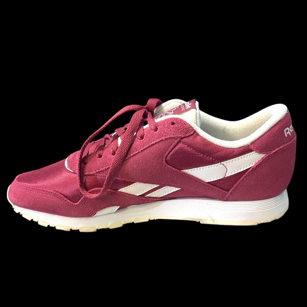 Reebok Classic Nylon Maroon and White (Dark Pink) Sneakers - Picture 7 of 15